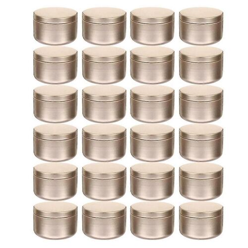 24 Pcs Bougie Pot Étiquettes Décoratives Vides De Rangement Boîtes Bougie Boîte De Conserve Chandelier Supports Ronds En Étain Récipients, A