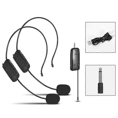 Un pour deux casque sans fil UHF microphone cravate amplificateur de casque