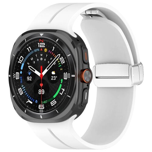 Pour Samsung Galaxy Watch Ultra 47mm Groove Magnétique Pliable Argent Boucle Silicone Bande De Montre