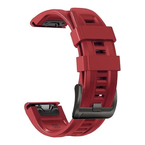 Pour Garmin Fenix 7/6 Pro / 5 Plus 22mm Black Buckle Silicone Watch Band