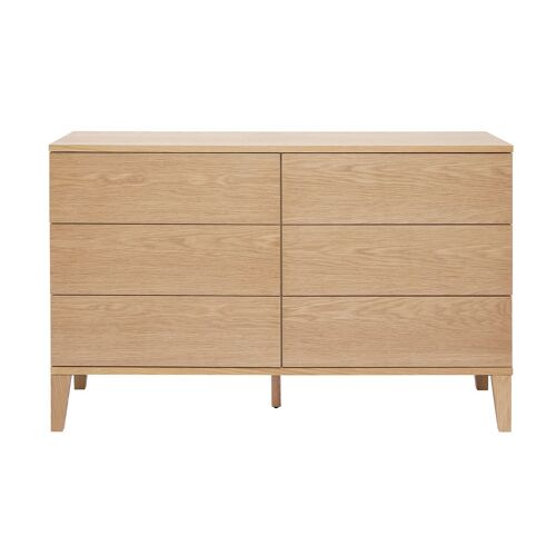 Commode 6 tiroirs en bois clair L120 cm FREDDY