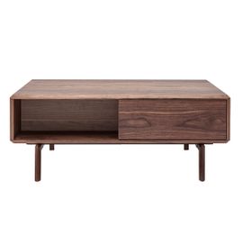 Table Basse Noyer Avec Rangements L100 Cm Suva