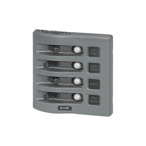Blue Sea 4374 Weatherdeck Water Resistant Circuit Breaker Panel - 4 Position - Grey