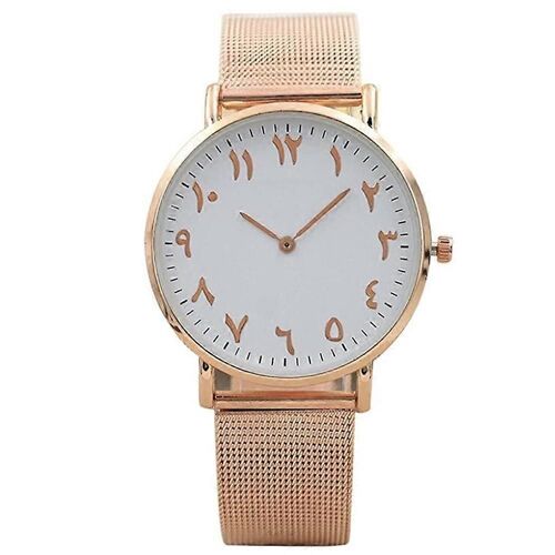 Montre À Bracelet En Maille En Acier Inoxydable Numérique Arabe Pour Hommes / Femmes