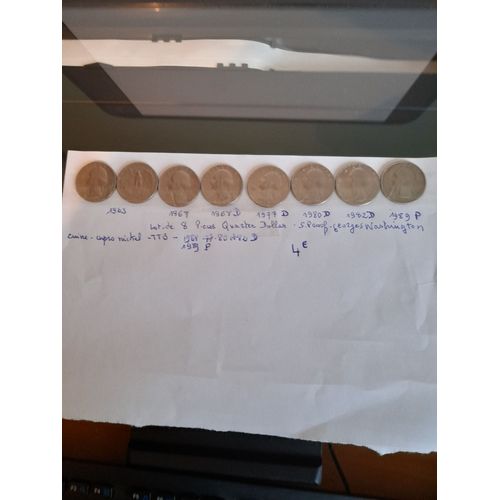 Lot De 8 Pieces Usa Quarter Dollar De 1965 A 1989