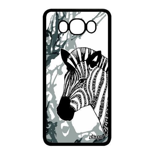 Coque Samsung Galaxy J7 2016 silicone zebre Gris tatouage homme portable safari