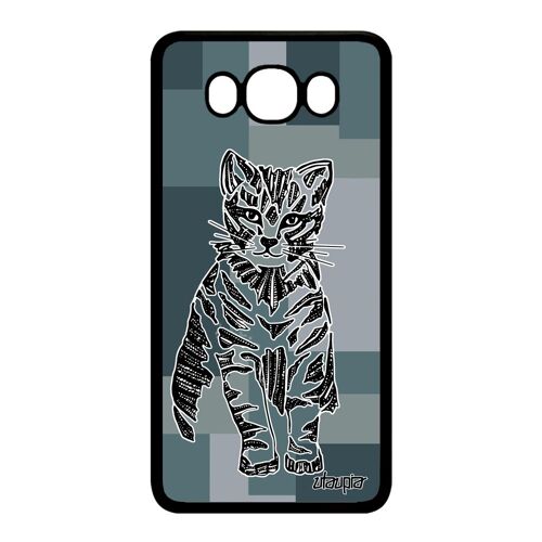 Coque chat silicone Samsung J7 2016 telephone cube swag animal Gris tigré Samsung Galaxy J7 2016