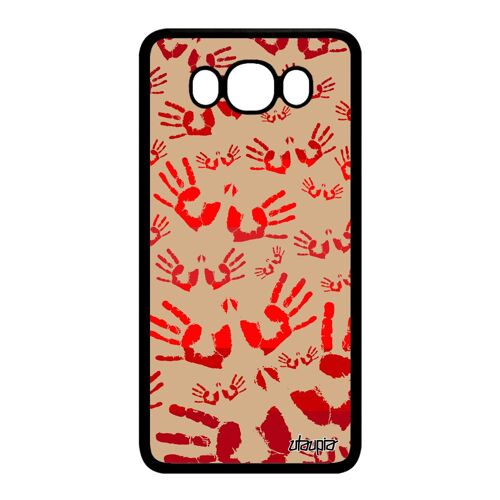 Coque Silicone Samsung J7 2016 Empreinte Main Femme Smartphone Case Rouge Samsung Galaxy J7 2016