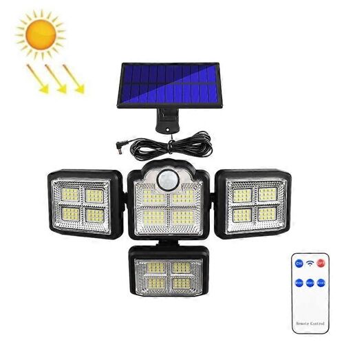 Tg-Ty085 Applique Murale Solaire Rotative À 4 Têtes Avec Télécommande Corps De Commande Lampe De Jardin Étanche Extérieure, Style : 198 Led Séparées