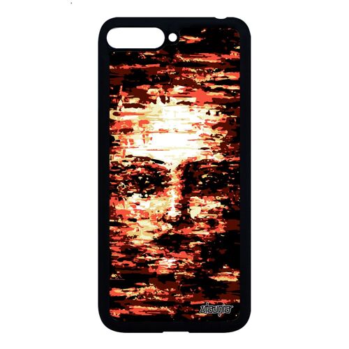 Coque Pour Y6 2018 Silicone Portrait Femme Rouge Antichoc Noir Art Mobile Huawei Y6 2018