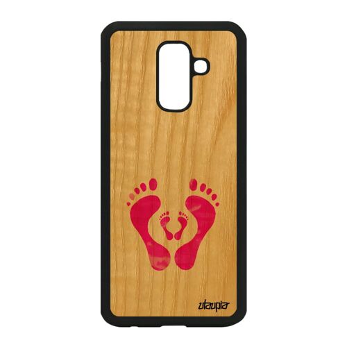Coque Samsung A6 Plus 2018 En Bois Silicone Trace De Pas Pas Cher Femme A Samsung Galaxy A6 Plus 2018