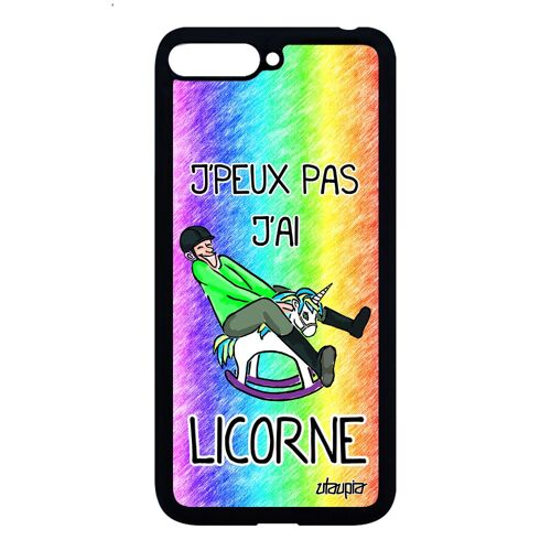 Coque Huawei Y6 2018 Silicone Humour J'peux Pas J'ai Licorne Bumper Arc En Ciel