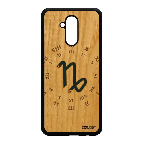 Coque Huawei Mate 20 lite bois silicone Signe capricorne antichoc Bleu horloge a