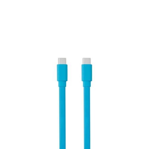 Câble USB-C mâle/USB-C mâle plat 1 m - Charge 60W (3A/20V) - USB 2.0 - bleu - ne s'emmêle pas