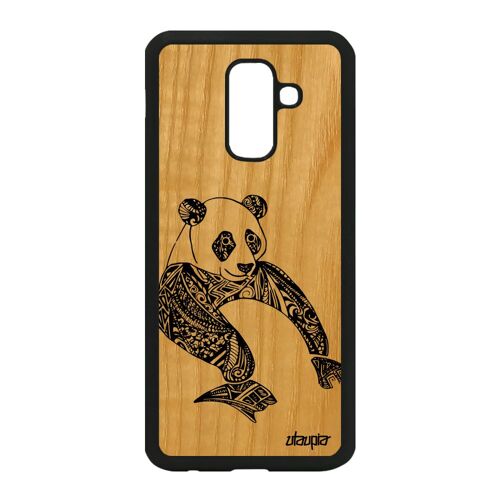 Coque silicone pour A6 Plus 2018 bois panda noir et blanc mobile Samsung Galaxy A6 Plus 2018