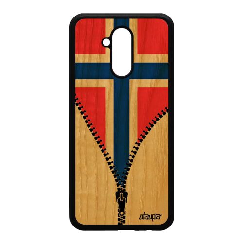 Coque Huawei Mate 20 Lite Bois Silicone Drapeau Norvege Norvegien Basket Rigide