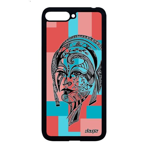 Coque Huawei Y6 2018 Silicone Femme Graphique Tribal Fee Carré Cube Aluminium De