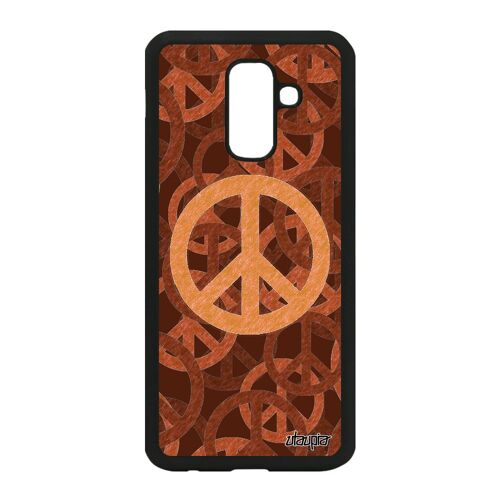 Coque pour Samsung A6 Plus 2018 silicone Peace and love Marron metal & de Samsung Galaxy A6 Plus 2018