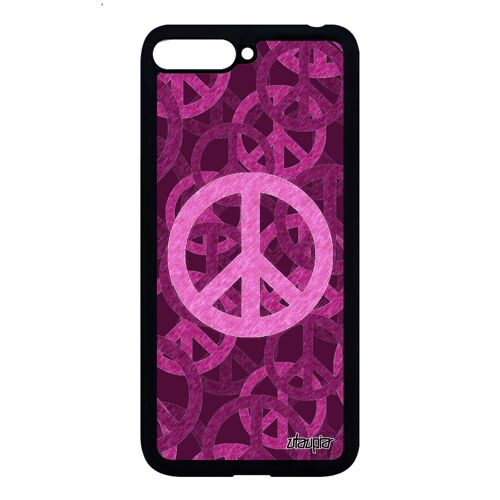 Coque Y6 2018 silicone Peace and love de protection & telephone Rose case Huawei Y6 2018