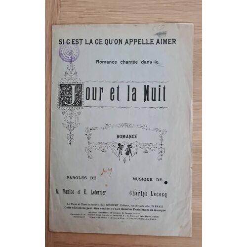Partition Si C'est Là Ce Qu'on Appelle Aimer Romance Chantée Dans Le Jour Et La Nuit
