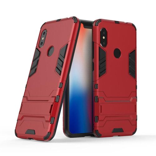SATURCASE Coque pour Xiaomi Redmi Note 6 Pro, Hybride 2 en 1 [PC & Silicone] Double Couche Pare-chocs Protecteur Arrière Coque Housse Étui avec Béquille pour Xiaomi Redmi Note 6 Pro (Rouge)