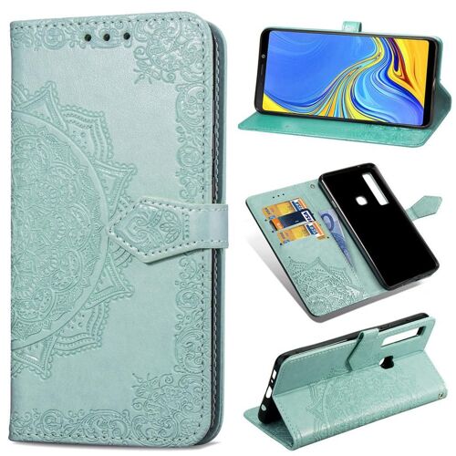 Samsung Galaxy A9 (2018) Coque, SATURCASE Mandala Gaufrage PU Cuir Magnétique Flip Portefeuille Support Porte-carte Protecteur Coque Housse Étui avec Dragonne pour Samsung Galaxy A9 (2018) (Vert)