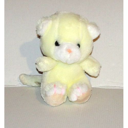 Peluche Chien Jaune Vintage Ajena - Doudou Petit Chien Assis 15 Cm