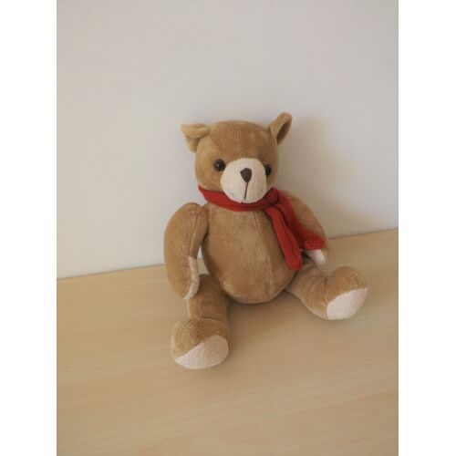Doudou Peluche Ours Marron Écharpe Rouge Credit Agricole