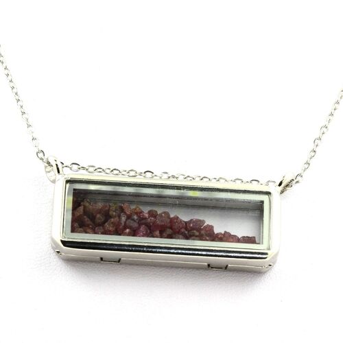 Collier Rubis Brut. Modèle Rectangle.