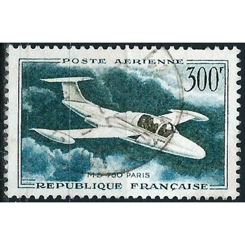 France 1957, Bel Exemplaire De Poste Aerienne Yvert 35 - Maurane Saulnier Ms 760 Paris, 300 F. Vert Foncé Et Blanc, Oblitere, Tbe