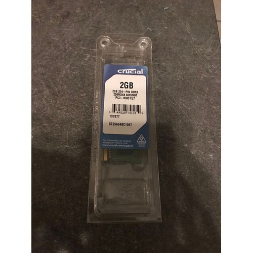 Crucial 2 Go 204-PIN DDR3 256MX64 SODIMM PC3-8500 CL7
