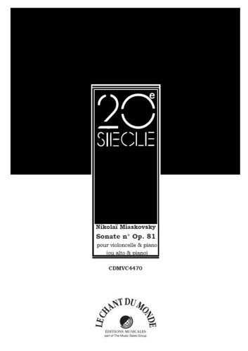 Nikolai Miaskovsky : Sonate 2 Opus 81 - Recueil Violoncelle Et Piano 9790201649900 Cdmvc4470