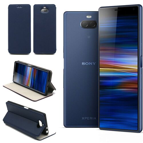 Etui luxe Sony Xperia 10 4G bleu Ultra Slim Cuir PU avec stand - Housse coque de protection Sony Xperia 10 smartphone 2019 - Accessoires pochette cover XEPTIO case