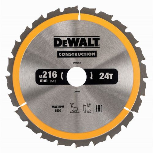 DeWALT Lame de scie circulaire, stationnaire, 216/30 mm, 24 dents - DT1952-QZ