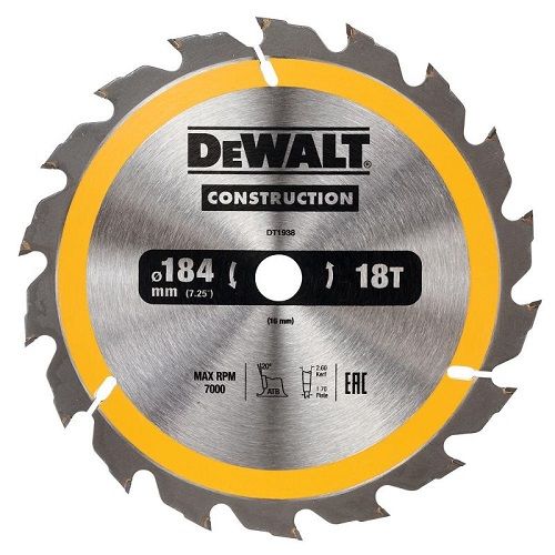 DeWALT Lame de scie circulaire, 184/16 mm, 18 dents - DT1938-QZ