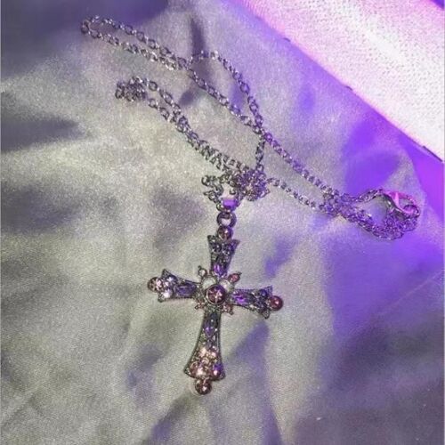 Collier Avec Pendentif En Croix De Cristal Coloré Pour Femme, Bijoux Quotidiens, À La Mode, Personnalité