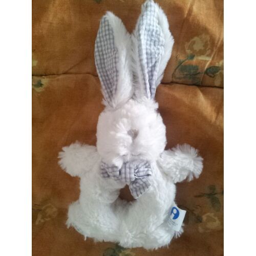Doudou Hochet Clochette Lapin Blanc Ultra Doux Item International