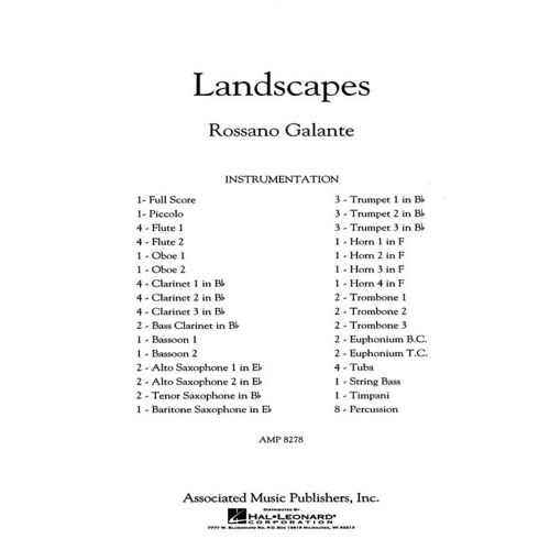 Rossano Galante : Landscapes - Conducteur Concert Band/Harmonie Hl50499236 9781480345072