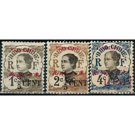 Chine 1919, Bureaux Commerciaux Indochinois De Yunan-Fou (Actuel Kouen-Ming), Beaux Timbres Yvert 50, 51, 52, Femme Annamite Avec Double Surcharge, Neufs*