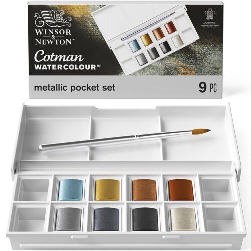 Coffret - Peinture Aquarelle - 8 Couleurs Métalliques - Winsor Et Newton - Cotman