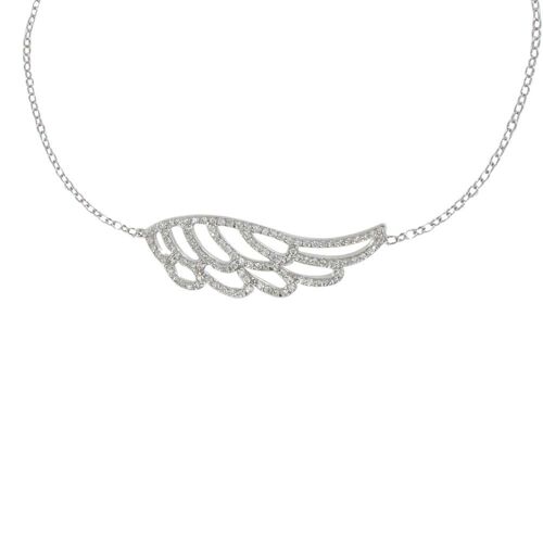 Les Poulettes Bijoux - Collier Argent Aile D'ange Et Strass