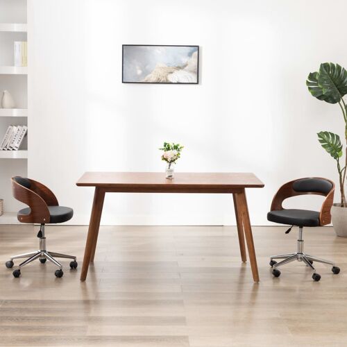 vidaXL Chaise pivotante de bureau Noir Bois courbé et similicuir