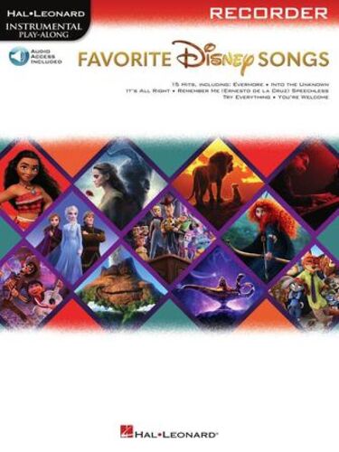 Favorite Disney Songs Instrumental Play-Along - Recorder - Recueil Avec Support(S) En Ligne Flûte À Bec Hl00369128 9781705142806