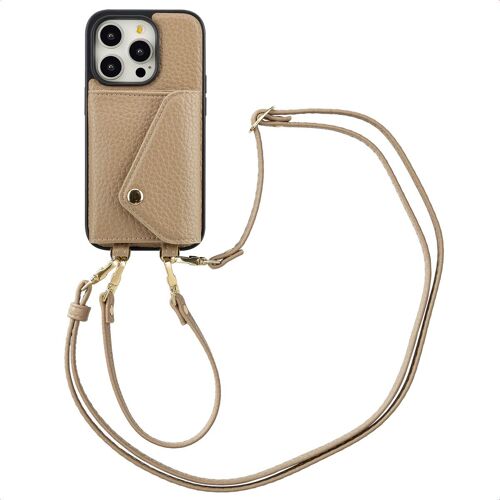 Selencia Coque à cordon avec porte-cartes enveloppe Sera iPhone 14 Pro Beige