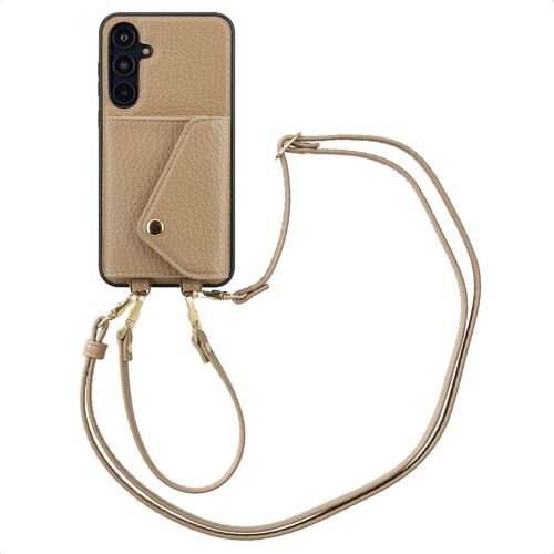 Selencia Coque À Cordon Avec Porte-Cartes Enveloppe Sera Samsung Galaxy A55 Beige