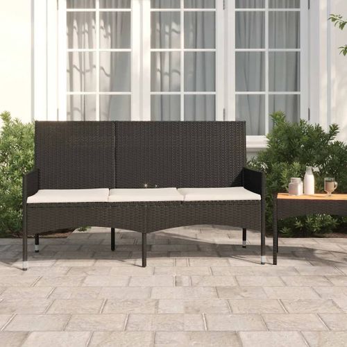 Prolenta Premium - Banc De Jardin À 3 Places Avec Coussins Noir Résine Tressée