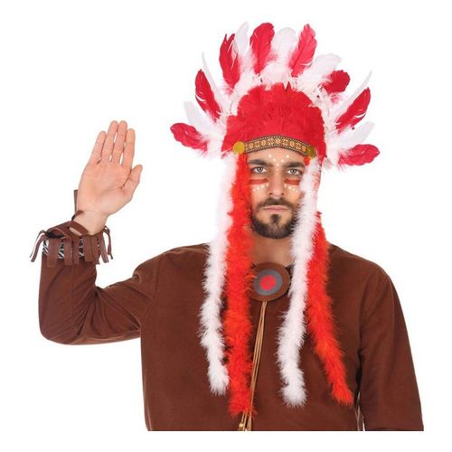 Panache D?Indien Rouge Et Blanc (Taille Unique Adulte)