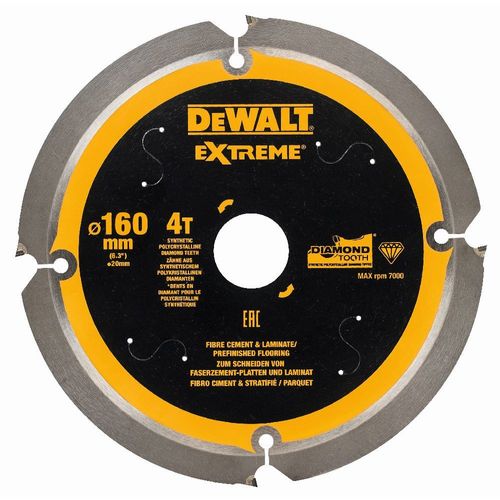 DeWALT Lame denture diamant pour fibre de ciment et laminés, 160x20 mm, 4 dents - DT1470-QZ