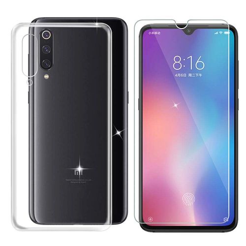 Pack Etui Transparent Pour Xiaomi Mi 9 (Mi9) Coque Gel De Protection Transparente En Tpu Invisible Smartphone 2019 Et Protection Écran Vitre Classique - Accessoires Pochette Xeptio Case