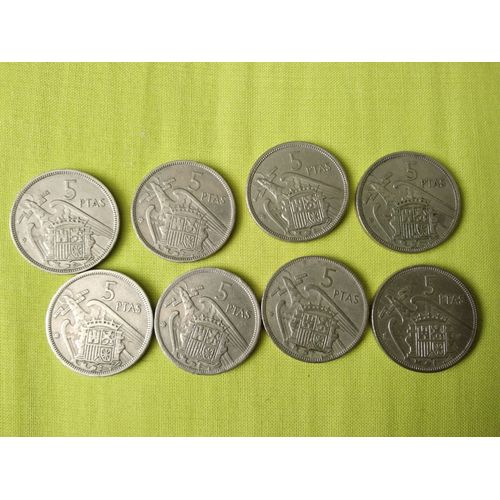 Lot De 8 Pièces De 5 Pesetas 1957